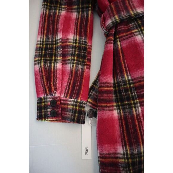 AQUA 81720 Women's Sz Medium Pink Plaid Duster Trench Coat - Picture 8 of 9